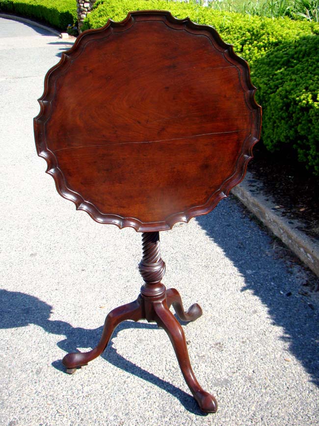 A George III period Mahogany Tilt-Top Tripod Table with Piecrust top and birdcage support circa 1760